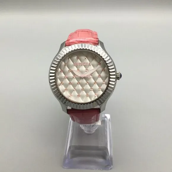 Invicta Angel Watch 40mm Silver Tone Crystals 25744 Pink Leather New Battery - Picture 2 of 15